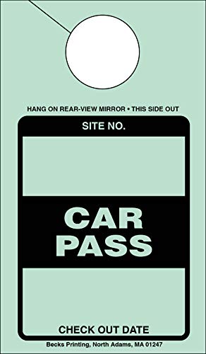 Visitor Pass Parking Permit Rearview Mirror Hang Tag For Campgrounds Rv Parks Trailers Campers Site Tags (Green, 500)