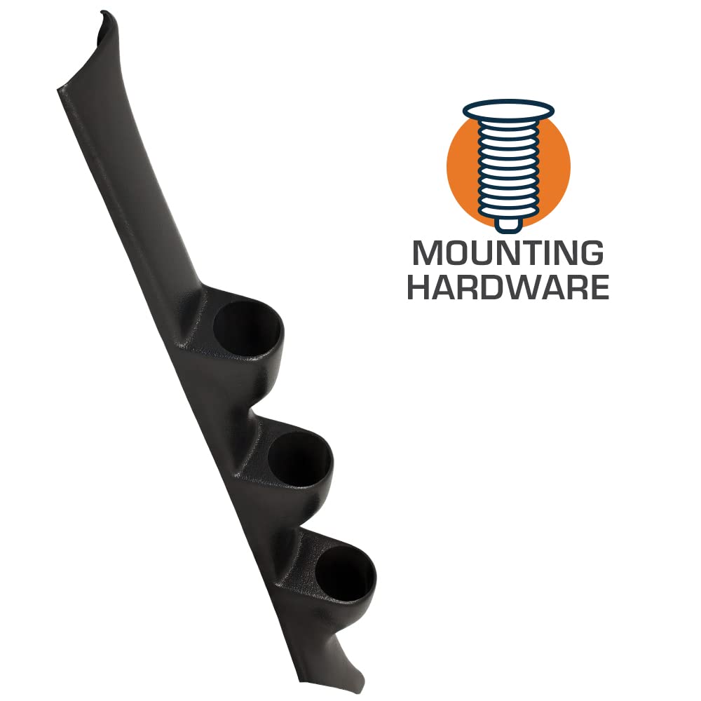GlowShift Black Triple Pillar Gauge Pod Compatible with Honda Civic 1992-1995 - ABS Plastic - Mounts (3) 2-1/16'' (52mm) Gauges