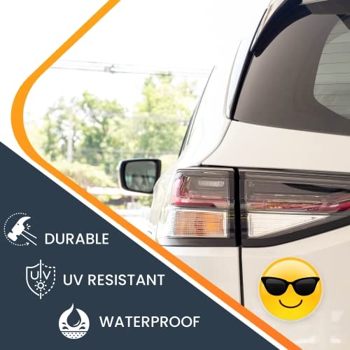 Magnet Me Up Sunglasses Cool Emoticon Emoji Magnet Decal - 5 Inch Round - Cute Self-Expression Decorative Magnetic Decal For Car