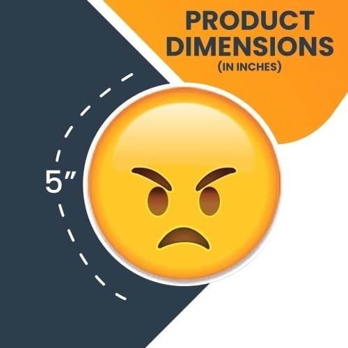 Magnet Me Up Angry Face Emoticon Magnet Decal, 5 Inch Vinyl for Car, Truck, SUV - Cute Self-Expression Decorative Magnet