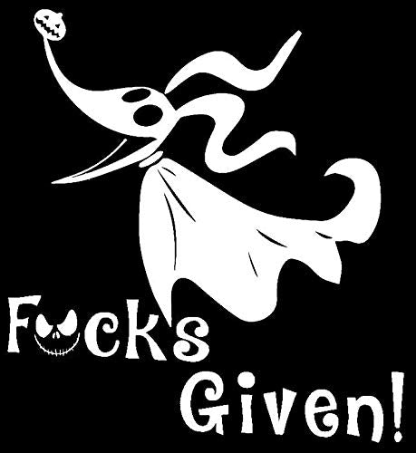 Jack Skellington Zero F Cks Given White 6 Inch Vinyl Car Decal Horror Movie Classic Nightmare Before Christmas