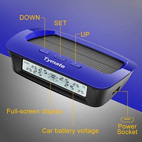 Tymate Rv Tire Pressure Monitoring System M12-3 - Solar Charge, 5 Alarm Modes, Auto Sleep Mode, Tire Position Exchange, 6 Tpms S