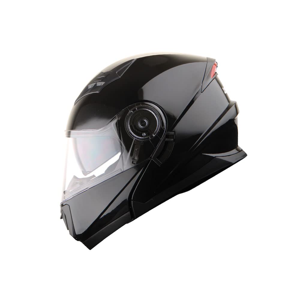 1Storm New Motorcycle Bike Modular Full Face Helmet Dual Visor Sun Shield: Glossy Black