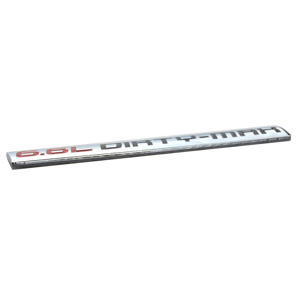 Chrome Finish Metal Emblem 6.6L Dirty-Max Badge (Red & Black Letter) (Red & Black)