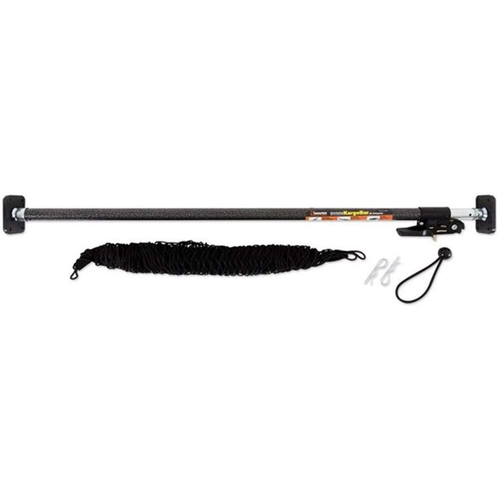 Keeper Ratcheting Cargo Bar - Rubber, Black/Silver, Adjustable From 40''-70'' - Comes With 60    X 24    Storage Net (5060), For