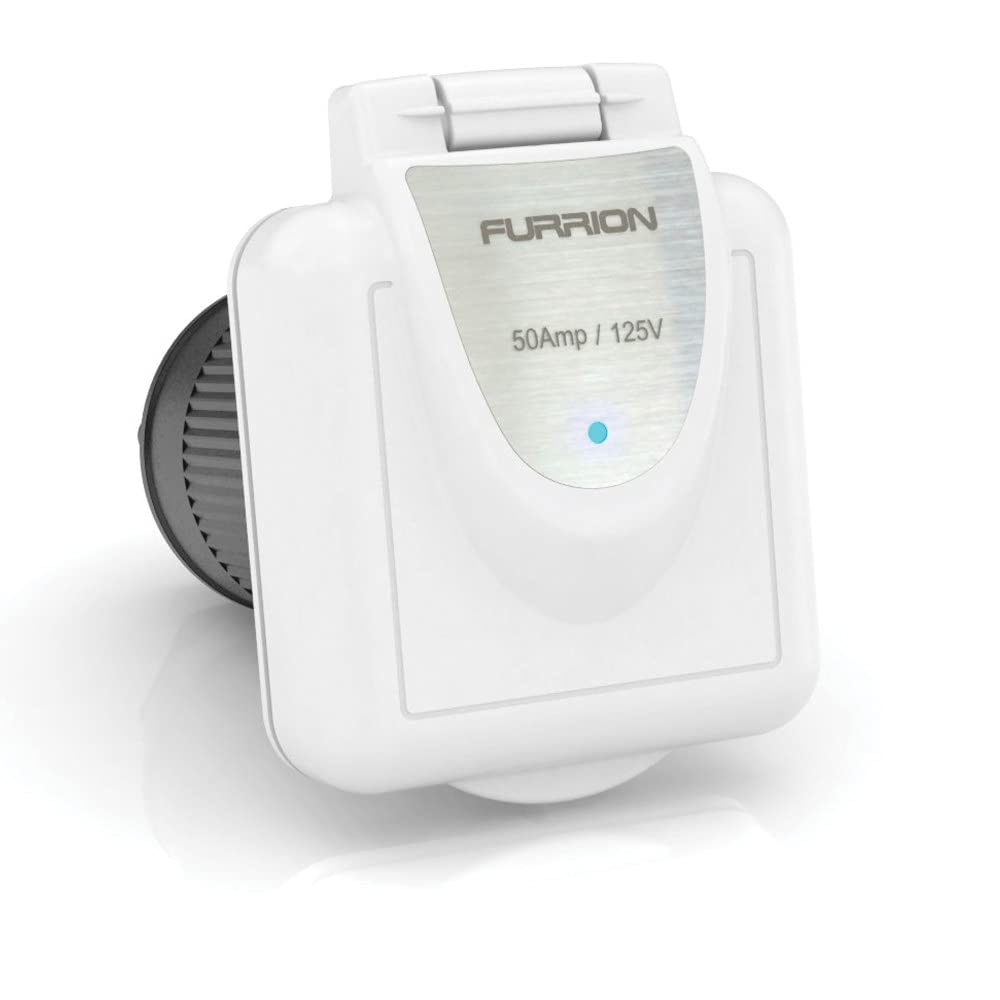Furrion 50A 125/250V LED Square Inlet - White