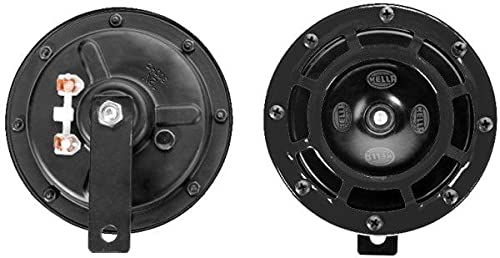 HELLA 003399071 Supertone 24V High Tone Horn with Black Protective Grill, Single Horn