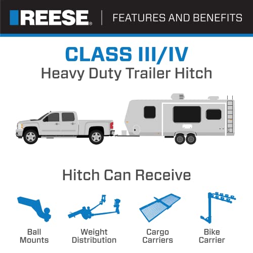 Reese Towpower 44705 Class Iii Custom-Fit Hitch With 2 Square Receiver Opening, Includes Hitch Plug Cover , Black