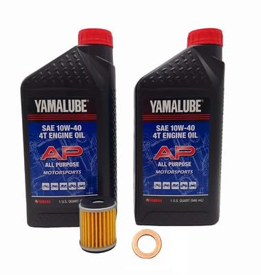 YamahaYZ 250 F/ 250 FB/ 250 FE (2003-2024) all Models Oil Filter Change Kit Yamaha Part# 5D3-13440-09-00 and 2 Quarts All Purpos