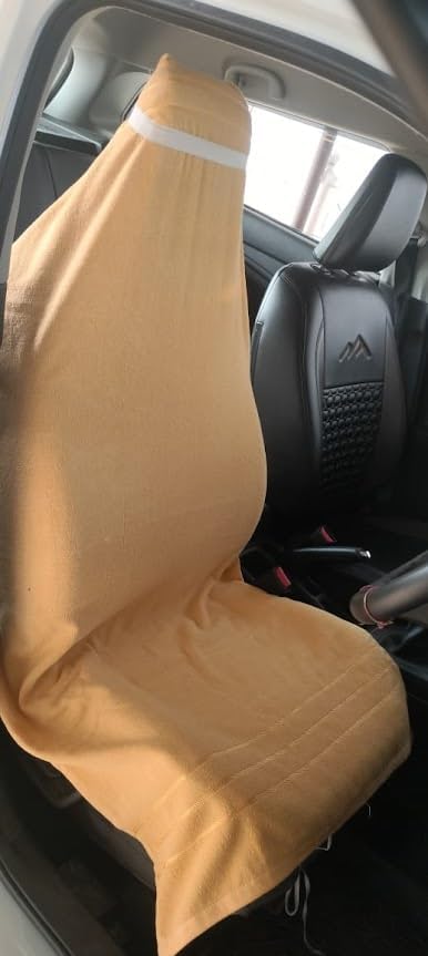 Monbest A NEW 100% Car Towel Seat Cover Accessories Front & Rear 100% Pure Cotton Fabric (Pack of 1) (Gold)