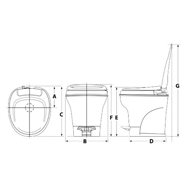 Aqua-Magic Style Plus Rv Toilet / Low Profile / White - Thetford 34433