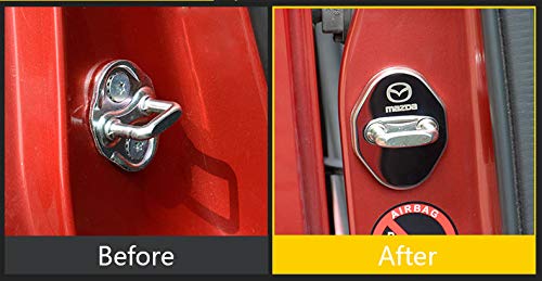 MAXDOOL Stainless Steel Car Door Lock Latches Cover Protector - Pack of 4, Silver, Model DL-MZD for Mazda 3, 6, Miata MX-5, CX-3