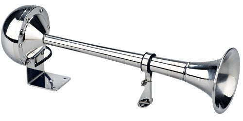 Wolo (115) The Persuader Stainless Steel Single Trumpet Horn - 12 Volt, High Tone, Chrome