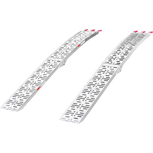 Clevr 7.5' Folding Arched Aluminum Loading Truck Ramps (2 Pc Set) For Atvs, Utvs, Motorcycles, Dirt Bikes, 4 Wheelers, Lawnmower