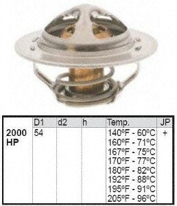 MotoRad High Performance Thermostat for Jeep Wrangler, Grand Cherokee, Ford F-150, Ranger, Mustang, Taurus, Dodge Ram - Silver