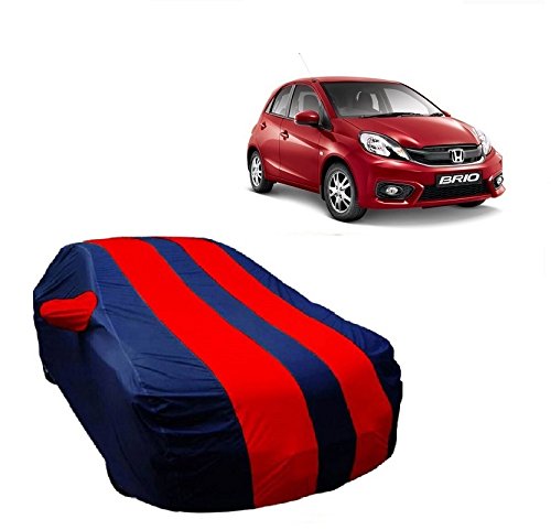 MotRoX Car Body Cover Compatible with Honda Brio with Side Mirror Pocket (Red & Blue)