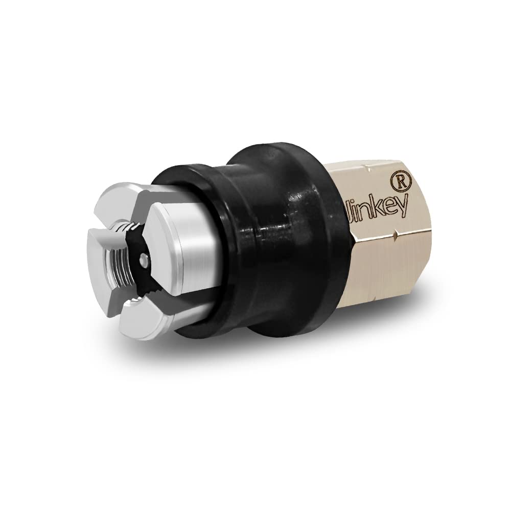 JINKEY Lock On Air Chuck for Schrader Valve, 1/4'' FNPT Heavy Duty Brass Close Flow Straight Locking Tire Chuck Quick Release Ai