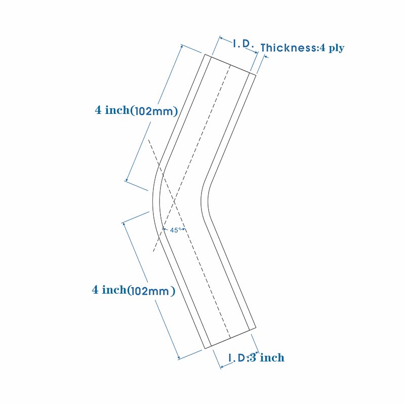 Ohob-Cool 45 Degree 3 Inch Elbow Silicone Coupler Hose,4-Ply Reinforced Turbo,Intercooler, Intake Piping Hoses Id 3(76Mm)