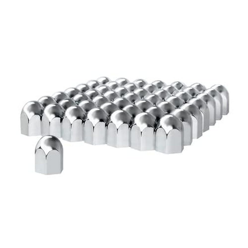 United Pacific 10057Cb - Wheel Lug Nut Cover Set - 1-1/2'' X 2-1/4'' Chrome Plastic Standard Nut Cover - Push-On (60/Pack)