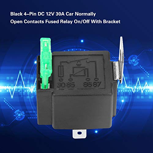 Dc 12V 30A Fused Relay,Black 4-Pin Relay Box, Car Relay, Normally Open Contacts Fused Relay, With Bracket,For Automotive And Lamp Accessory Applications