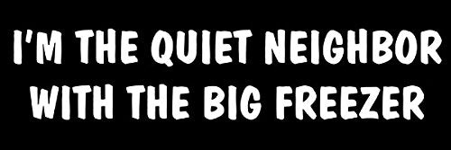 Im The Quiet Neighbor with The Big Freezer Bumper Sticker (Funny Crazy odd Weird) (3 x 9 inch)