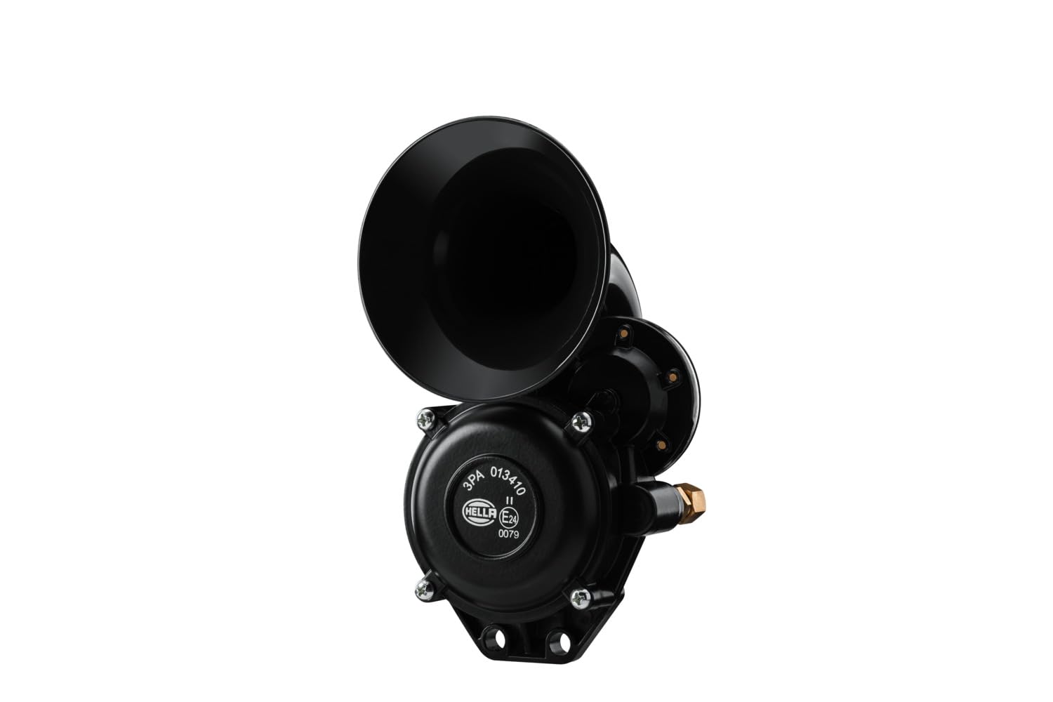 Hella Black Single Tone Air Horn - Super Loud 12/24V, 115 dB(A), 120W, Model 013410011