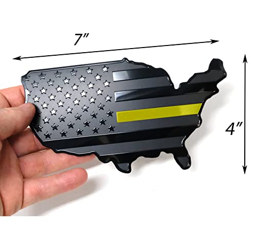 Mull Us Black Flag Map Auto Emblem For Cars Trucks (Yellow Line, 7"X4")