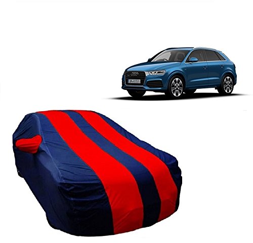 MotRoX Car Body Cover Compatible with Audi Q3 with Side Mirror Pocket (Red & Blue)