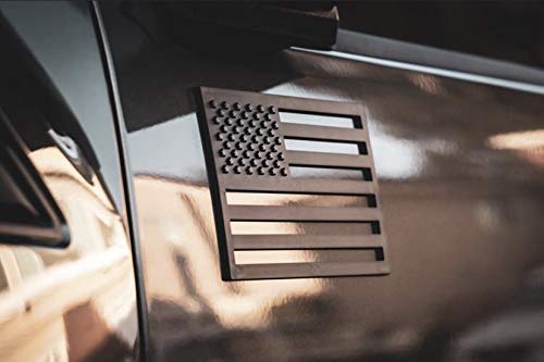 Tactilian Black American Flag Emblem Decal Cut-Out - Set Of 2 3D 3M Adhesive Badge For Car, Truck, Suv, Pickup Trucks, Van, Moto