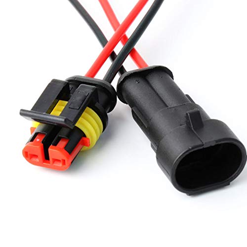 Yetor Way Car Waterproof Electrical Connector,16 Awg 2 Pin Plug Auto Electrical Wire Connectors For Car, Truck, Boat, And Other