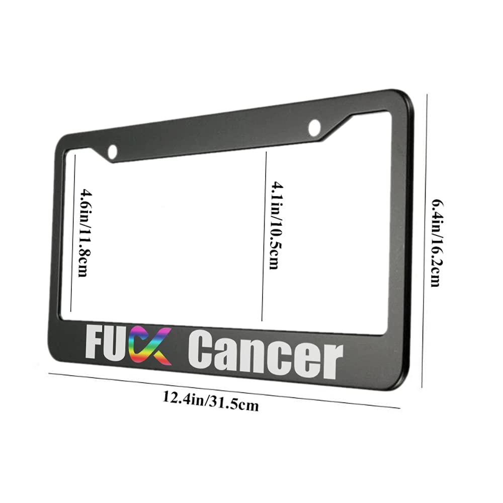 Ofloral Fuck Cancer Aluminum Alloy License Plate Frame Rainbow Ribbon Homosexual Love Applicable To Us Standard Car Metal Car Ta