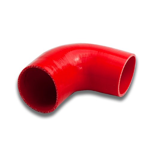 Auto Dynasty 3.375 Inches 90 Degree Elbow Turbo/Intercooler/Intake Piping Coupler Silicone Hose, (Red)