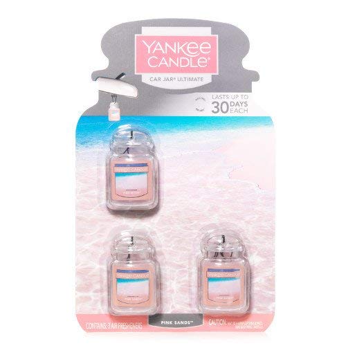 Yankee Candles 3 x Pink Sands car jar Ultimate Air Freshener, Festive Scent