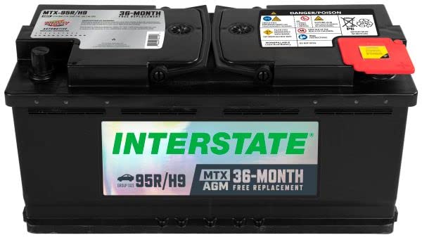 Interstate Batteries Automotive Battery 12V 100Ah (Group Size H9, 95R) 950CCA SLI AGM Automobile Replacement Battery for Cars, S