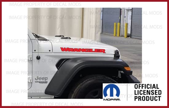 Decal Mods Wrangler Hood Graphic Vinyl Decal fits Jeep Wrangler JK/JL/JT (2007-2024) Red w/Black Outline FRBO (Set of 2) | FJ3Y9