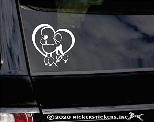 Poodle Love Heart | Continental Standard Poodle Vinyl Dog Decal Window Car Truck Tablet Laptop Sticker