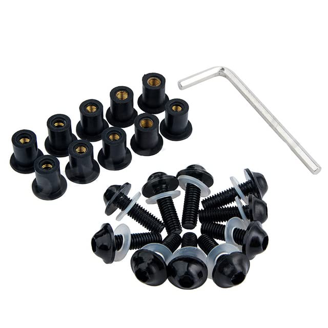 Coolboyer 10Pcs M5X16Mm Universal Motorcycle Windscreen Windshield Cnc Bolts Screws Nut Fastener For Honda Suzuki Yamaha Kawasak