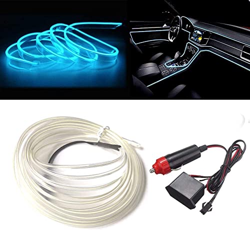Autobizarre Ice Blue Color 5 Meters Car Interior Decoration Cold Light Line Electroluminescent Ambient Lighting El Wire (Works W