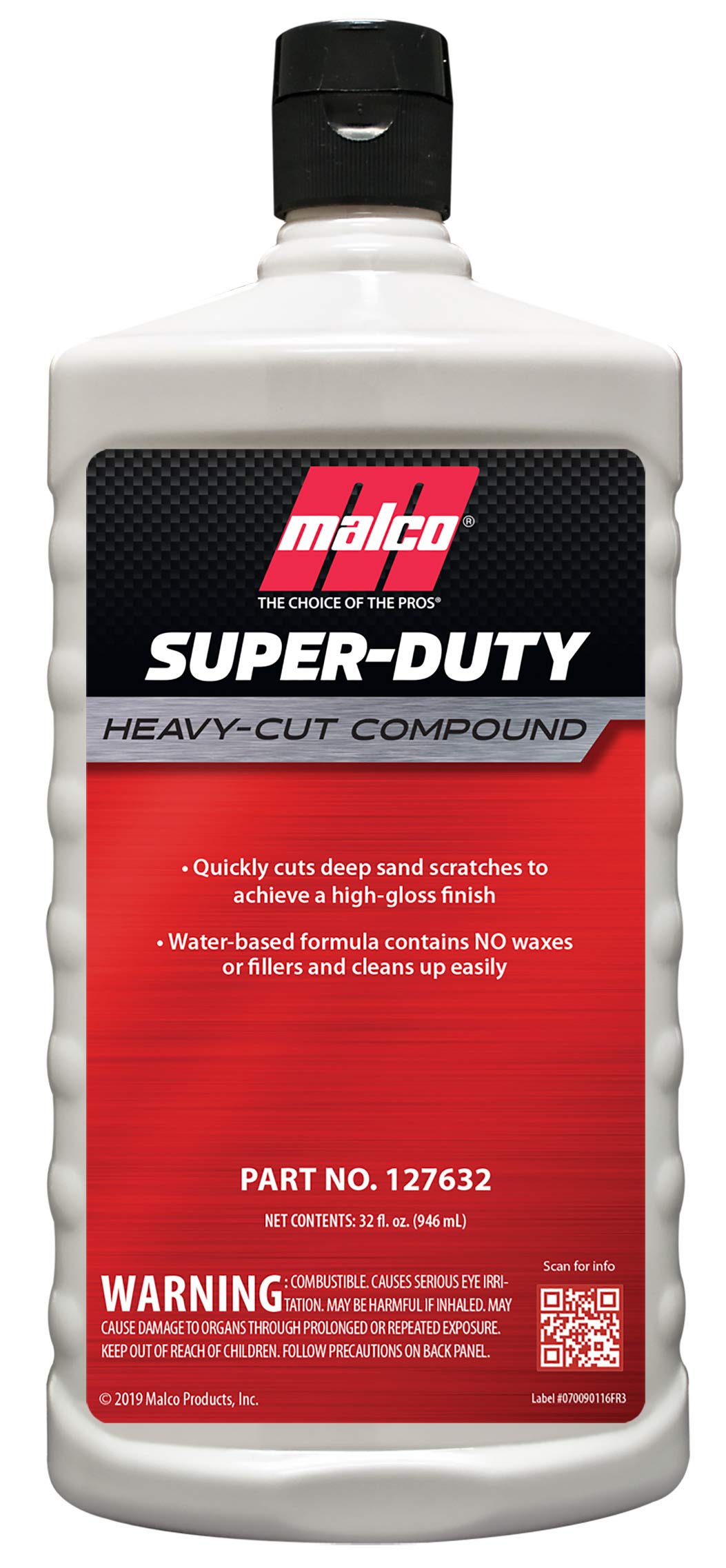 Malco Super Duty Heavy Cut Compound - Professional Cutting, Polishing And Finishing Compound/For Auto Paint Correction, Detailing And Buffing / 32 Oz. (127632)
