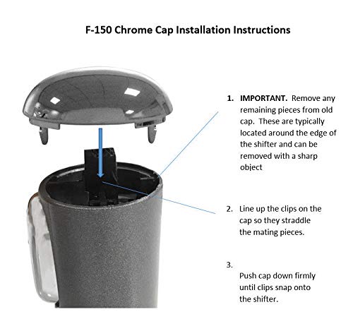 Basiker F150 Shifter Knob Chrome Cap For 2004 2005 2006 Ford F-150 Patent Pending With Stronger Clips - Install In Seconds - Triple Chrome Plated