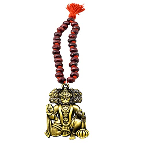 Afh Lord Panchmukhi Hanuman Bronze Idol With Red Sandalwood Mala Hanging Ornament Dream Catcher Positive Vibes Balcony, Gift, Ve