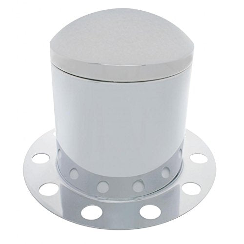 United Pacific 10221 - Axle Hub Cover - Chrome Dome Rear Axle Cover 3Pc Kit With 33Mm Nut Cover - Steel/Aluminum Wheel