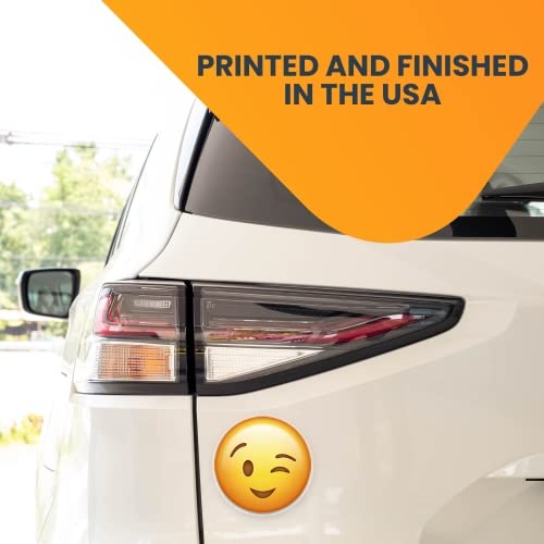 Magnet Me Up Wink Emoticon Magnet Decal, 5" Vinyl Round Car Magnet, Cute Decorative Self-Expression for Any Magnetic Surface