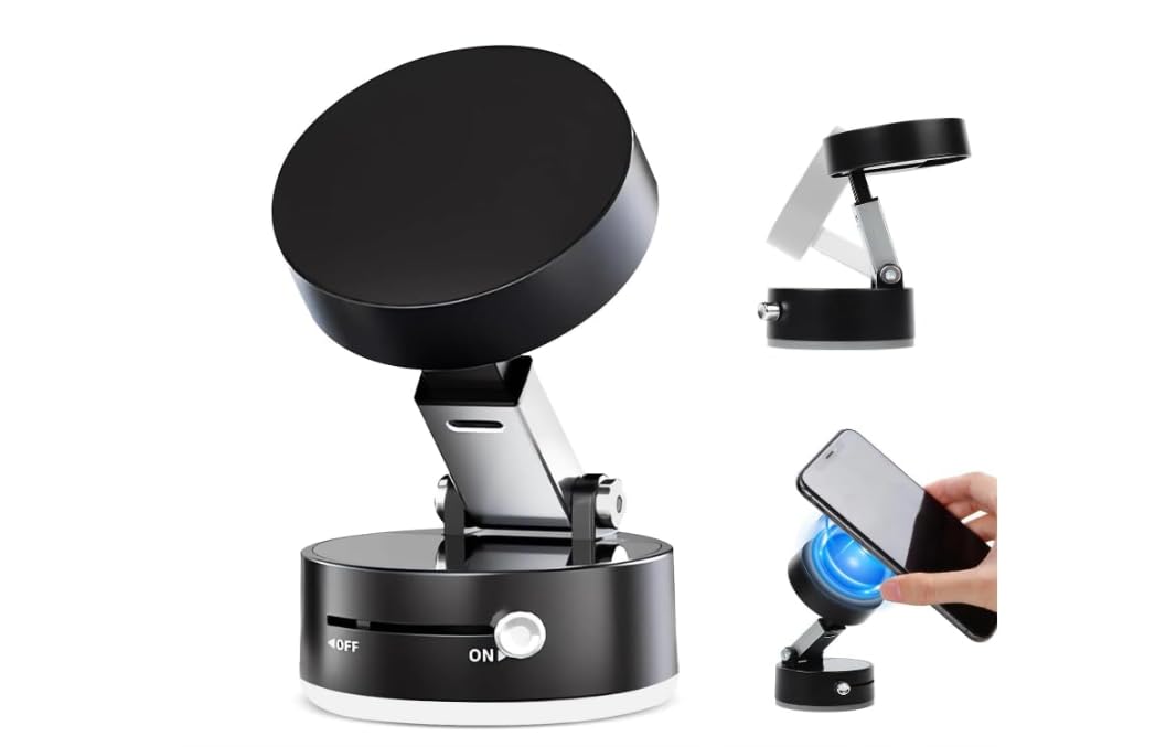 Slora Black Car Mobile Holder for Dashboard & Windshield, Adjustable Phone Mount with Strong Suction Cup, 360 Rotation, Universa