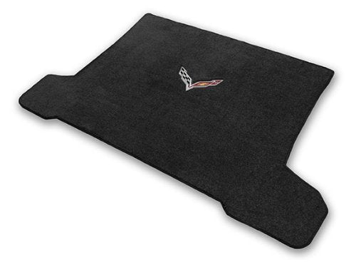 2014 & 2015 Corvette C7 Stingray Ebony Coupe Cargo Floor Mat with Crossed Racing Flags Logo