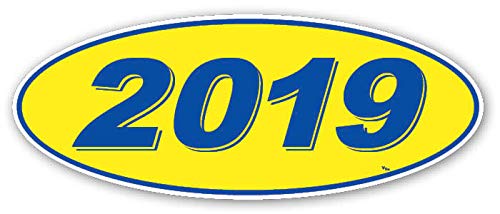 Oval Model Year Window Stickers (Blue Numbers On Yellow) (12 Per Pack) (2019)