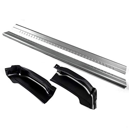 PIT66 2Pcs Outer Rocker Panels + 2Pcs Cab Corners Protector Compatible with 99-07 Chevy Silverado GMC Sierra 4 Door Extended Cab
