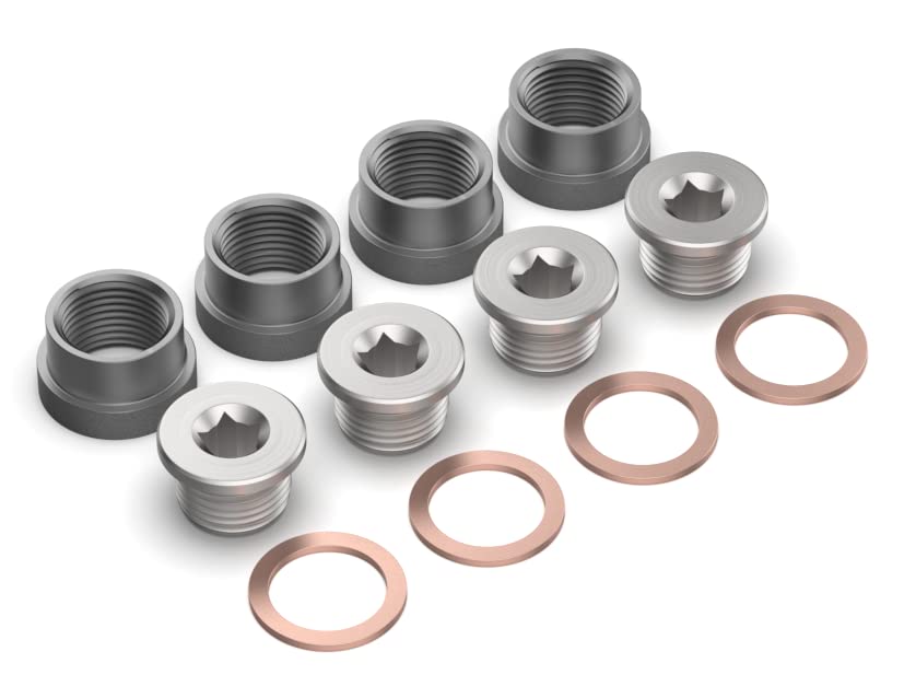 O2 Oxygen Sensor Fitting Plug And Bung Kits With Copper Washer M18X1.5 - Universal Fit (4 Pack - M18X1.5)