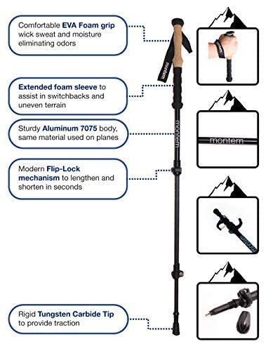 Montem Ultra Strong Hiking Poles - Aluminum, Rubber, White, 2 Poles