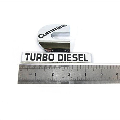 Yoaoo 2Pack Compatible With Cummins Turbo Emblem Badge High Output 2500 3500 Emblem Glossy Chrome 4.5'' By 2.9'' Inches